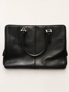 Tod’s Black Pebbled Leather Satchel Tote Bag Made in Italy